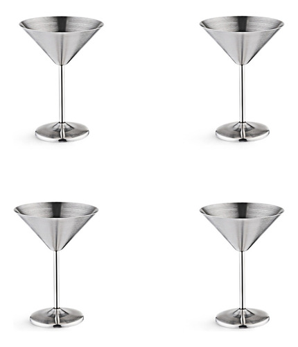 Copas De Martini De Acero Inoxidable, 4 Copas De Cóctel De M