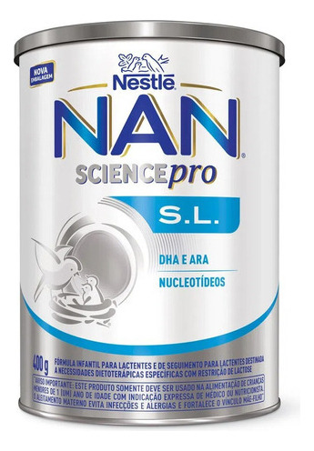 Fórmula infantil em pó Nestlé Nan S.L. sabor baunilha en lata de 1 de 400g - 0  a 12 meses