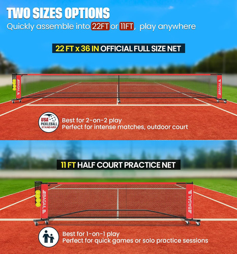 Juego De Red De Pickleball Portátil Con Ruedas, Tamaño Regla