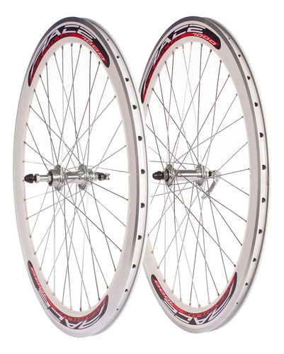 Rodas de bicicleta em alumínio branco R700 36h | Fixie Bicimex