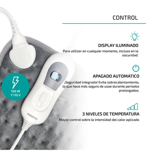 Almohadilla Cojín Térmica Eléctrica Temperatura Femmto Al2 Lumbar Terapia De Calor 3 Niveles Fisioterapia Alivia Dolor Muscular Cólicos Menstruales Con Velcro Lavable