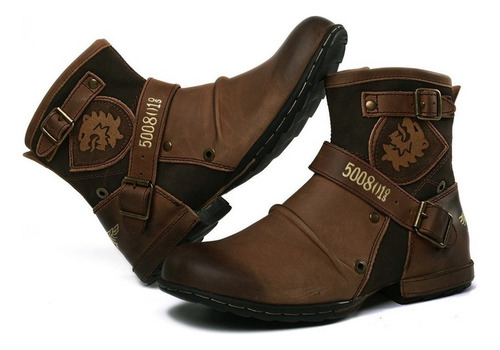 Botas Vaqueras Hombre Vintage Hebilla Metálica Cremaller
