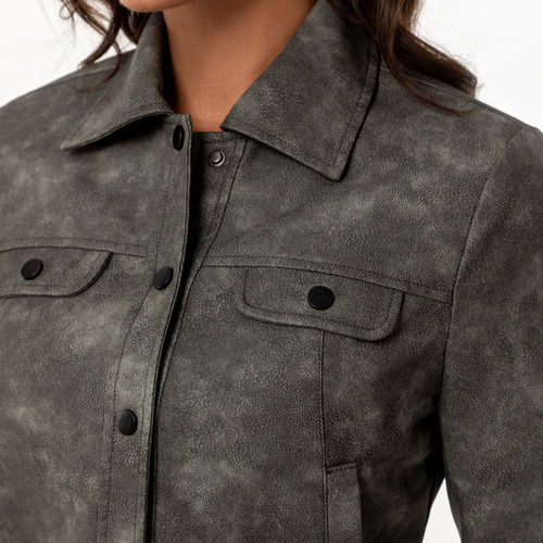Chamarra Corta Con Botones Streetwear For Mujer