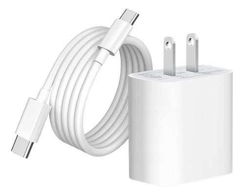 Cargador 20w Carga Rápida Para iPhone 15 Cable Usb C Tipo C Color Blanco