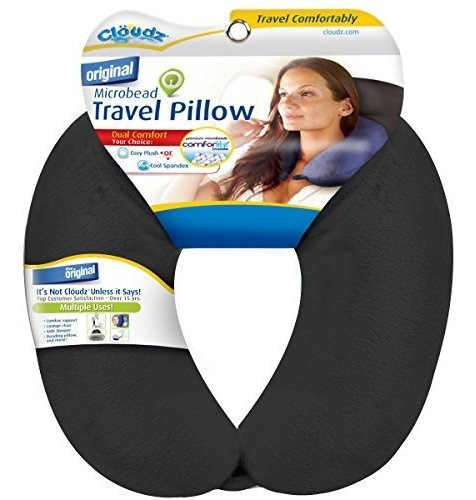 Almohada Cervical Cloudz Microbead Travel, Color Negro