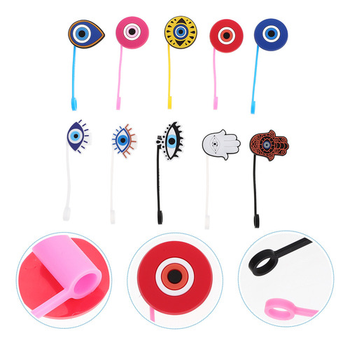 10 Fundas Protectoras Con Forma De Pajita Evil Eye De Estilo