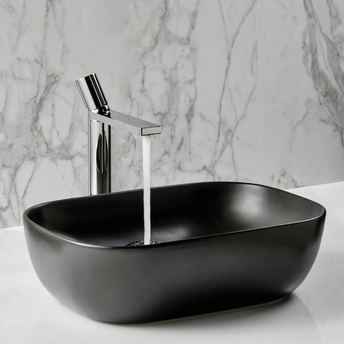 Bacha Para Baño Black Apoyo Piazza A426 Porcelana Negra Acabado Negro Satinado Color Negro