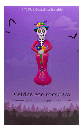 Inflable Halloween Catrina Decorativa Con Luz Led 2.10 Mts