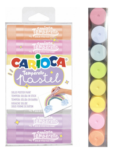 Tempera Solida En Barra Colores Pasteles X8 - Carioca