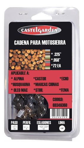 Cadena Motosierra Armada Castel Garden 325 058 X 72 Cadenas