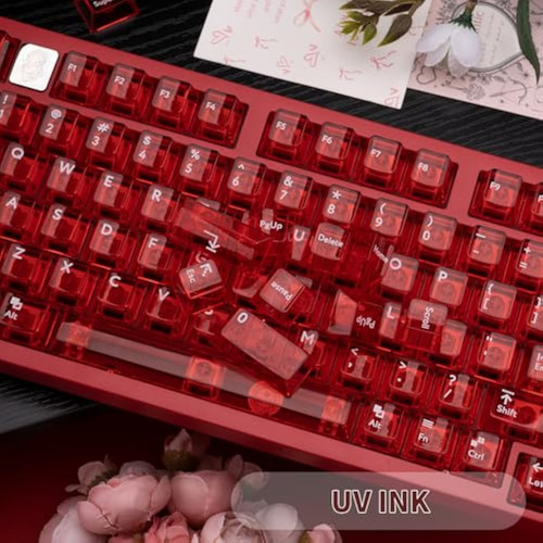 Teclado De 114 Teclas, Color Rojo Cristalino, Brillante