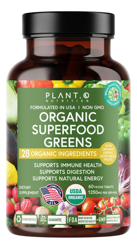 Plant.o Organic Super Greens [suplemento De Frutas Y Verdura