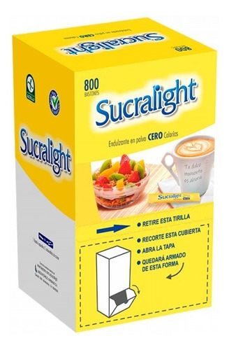 Edulcorante Polvo Sucralight 800 Sobres Aprobado Adu Y Acelu