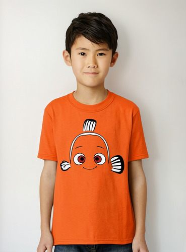 Polera Algodón Buscando A Nemo Naranja Niño Grafimax