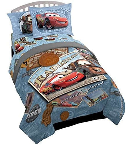 Jay Franco Disney Cars Tune Up Juego De Cama Doble De 5 Piez