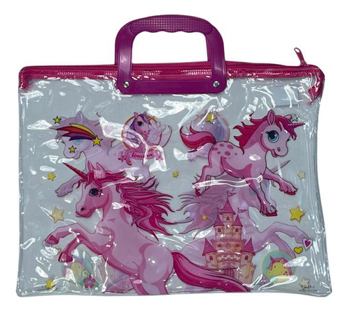 Bolsa De Plastico Para Crianças Impermeavel Kwai Cor Rosa Escuro Unicornio V2