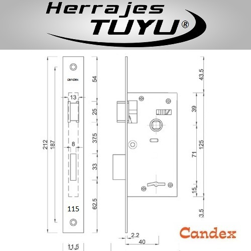 Imagen 3 de 5 de Cerradura 115 Candex Excelente Calidad ¡nuevo! Oferta Casa