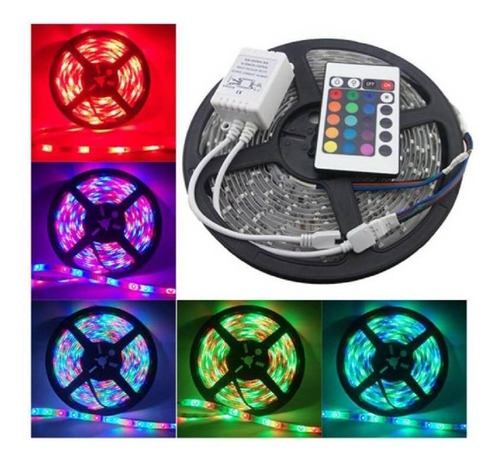 Imagen 2 de 4 de Tira Luces Led Rgb Con Transformador Exterior Autoadhesivas