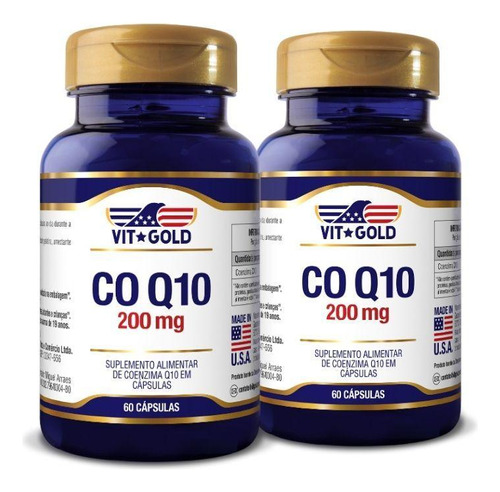 Coenzima Q10 Coq10 200mg Vitgold Kit2x 60 Cápsulas