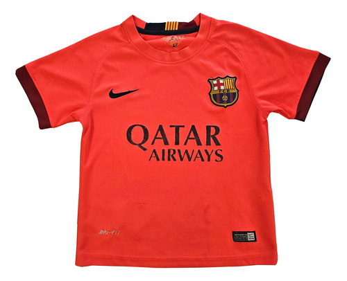 Camiseta, Barcelona, Nike, Naranja, Talle 6. Niño