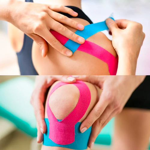 Kit 3 Fita Bandagem Elástica Fisioterapia Taping Muscular Tape Musculação Exercícios Esporte Joelho Coluna Vertebral Ombro Ligadura Cor Sortida