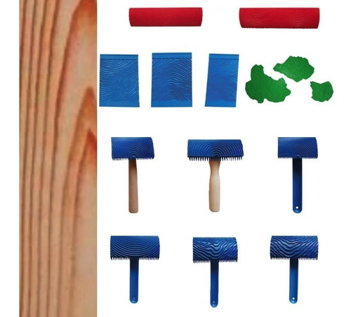Imagen 1 de 5 de Imitación Madera Veteador, Con Mango, Goma Azul, 3 Unidades.