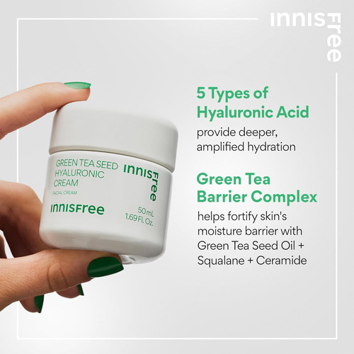 Innisfree Crema Hidratante Ácido Hialurónico & Té Verde 50ml