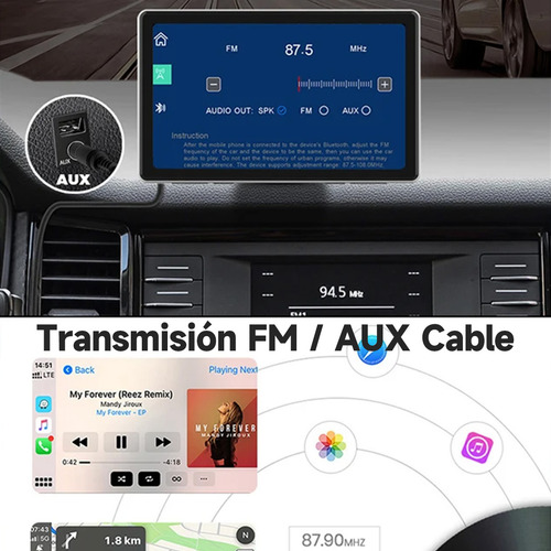 Estéreo De Pantalla Carplay Android Auto Portátil Dashcam 4k