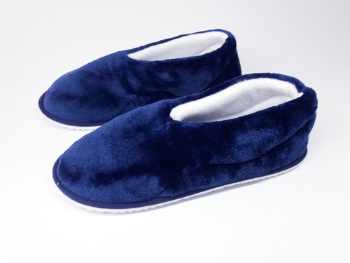 Pantufla Babucha Termica Tipo Zapato Dama Azul Oscuro 