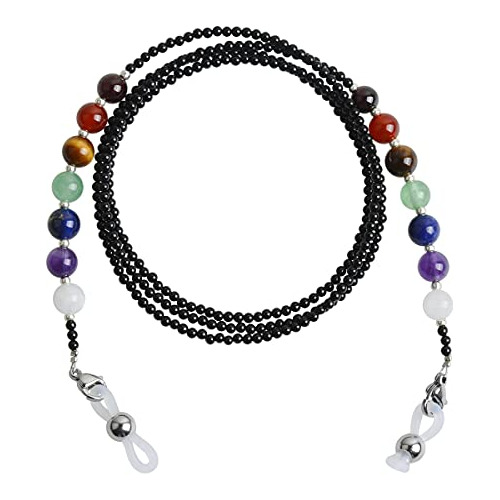 Cadena Para Lentes - Negro Onyx Con 7 Piedras Chakras Chakra