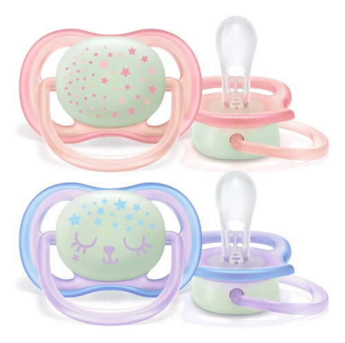 Chupetes Philips Avent Ultra Air Nighttime 0-6 Meses 