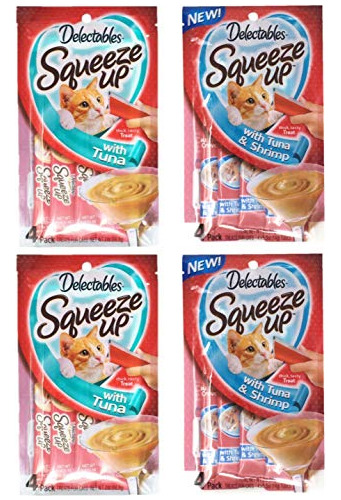 Botana - Delectables Hartz Squeeze Up Cat Treats Variety 4 P