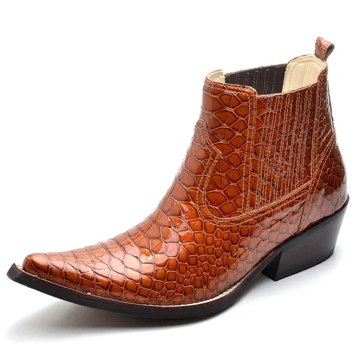 Bota Botina Masculina Fidalgo Couro Rodeio Bico Fino Country
