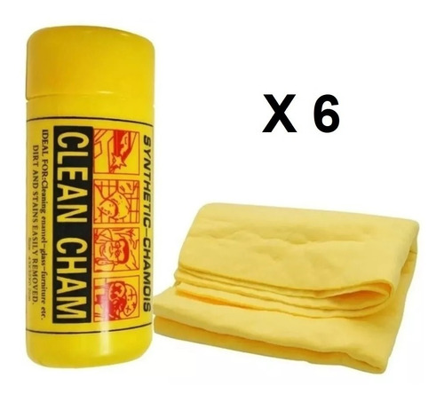 Pack 6 Clean Cham Paño Limpiador Gamuza Sintética 43x32cm