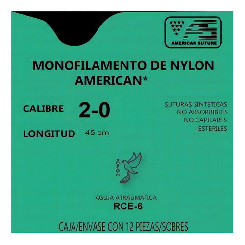 Fio de nylon American Suture Calibre #2 -0 Cor azul