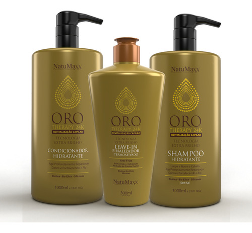 Kit Shampoo + Condicionador + Leave-in Oro Therapy Natumaxx
