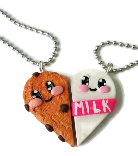 Collares Galleta Y Leche Kawaii Amistad Best Friend Pareja