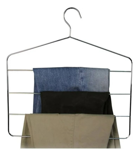 Gancho Metálico Cromado Para 4 Prendas Ropa 2 Piezas