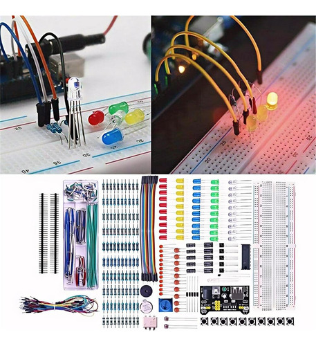 Kit De Componentes Electrónicos Con Protoboard 830 Puntos De Conexión Cable De Placa De Pruebas Cable Y Resistencia Aplicable Para R3 Blanco Electronic Component LONG ZHOU