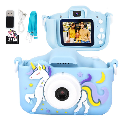 Mini Cámara Fotográfica Digital Para Niños Con Funda Y 32 Gb