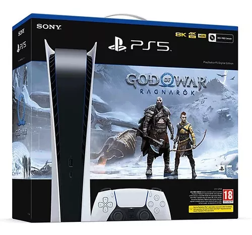 Console Sony PS5 Edição Digital + God of War Ragnarök, Branco +