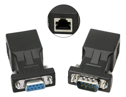 Adaptador Conector  Rj45 A Rs232 Db9 Serial Hembra Y Macho