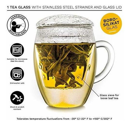 1 Vaso De Té Todo En Uno Creano Con Filtro De Vidrio Integra