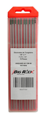 10 Electrodo Tungsteno Puro Punta Verde De 1/8, Big Rock