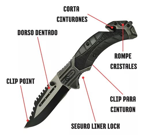 NAVAJA TÁCTICA CORTA-CINTURONES Y ROMPE-CRISTALES OFFICER CON FUNDA