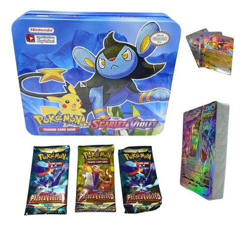 Cartas Pokemon Caja Metálica 69 Cartas Paldea Evolved Violet