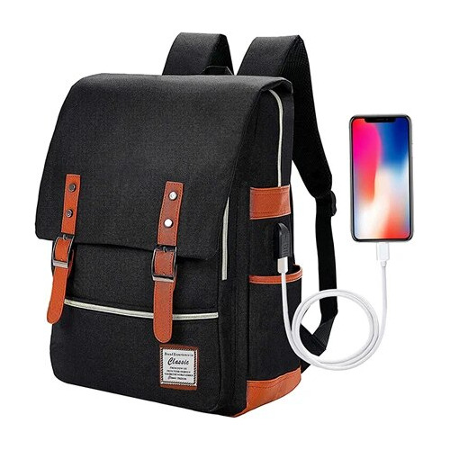 Mochilas De Lona Con Cargador Usb Para Mujeres Adolescentes