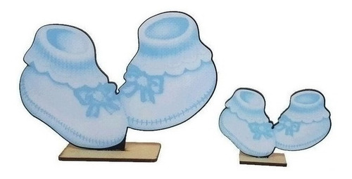 Centro De Mesa Economico X10u Babyshower Escarpin Celeste