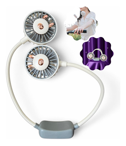 Ventilador Personal Cuello Manos Libres Deporte Recargable