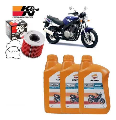 Kit Troca Óleo K&n Suzuki Gs500 Kn-133 Repsol 15w50